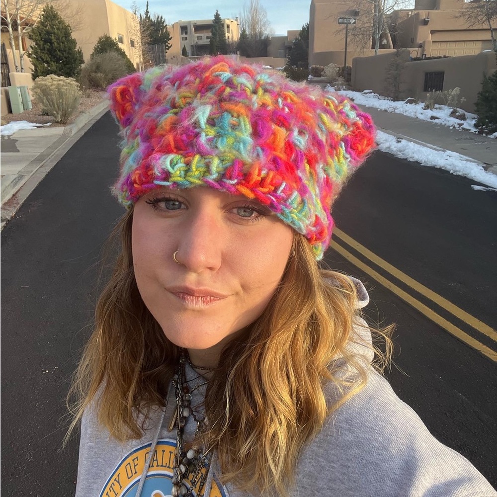 Froot Loops fuzzy cat hat by Mollysdollies